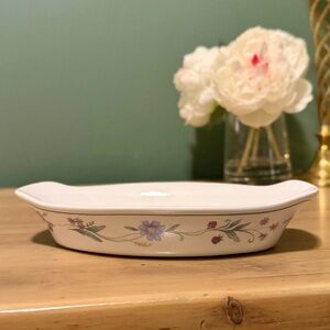 Vintage Oneida Ava Oval Au Gratin Dish | Floral Porcelain | Oven to Table